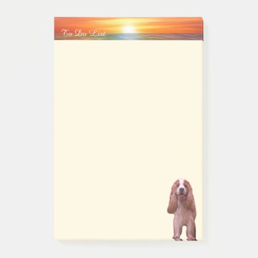 Post-it® Lever du soleil, calligraphie et mignon chiot chie (Devant)