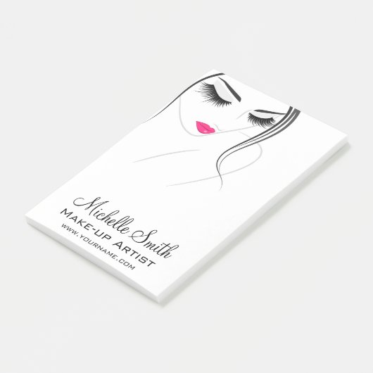 Post-it® Lèvres roses Face longues cils Lash Extensions (Incliné)