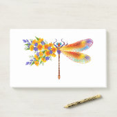 Post-it® libellule de fleurs jaunes (Sur un bureau)