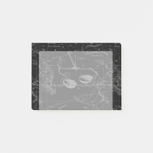 Post-it® Libra Constellation Hevelius 1690 Carte sur Noir (Devant)