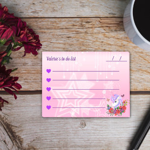 Post-it® licorne blanche violet et rose pour faire la liste
