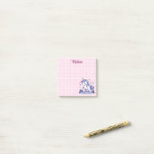 Post-it® Licorne mignonne rose et blanc quadrillé (Sur un bureau)