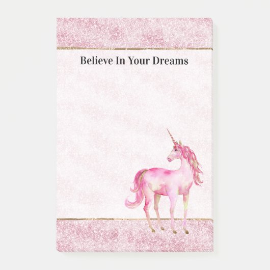 Post-it® Licorne Pailletée Glitz Rose (Devant)