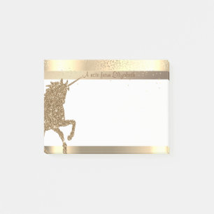 Post-it® Licorne Pailletée Or Élégante, Rayure, Confettis