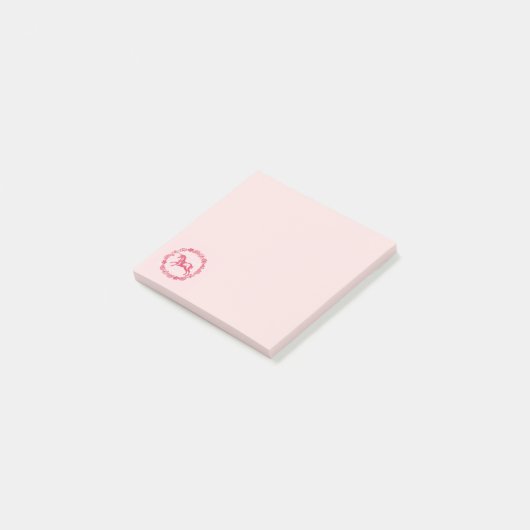 Post-it® Licorne rose et fleurs (Incliné)