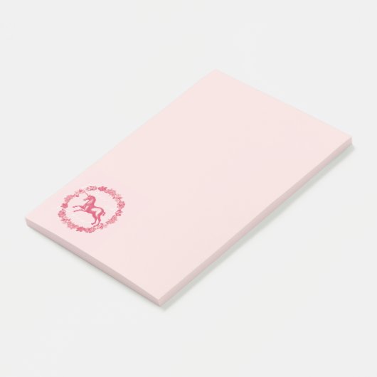 Post-it® Licorne rose et fleurs (Incliné)