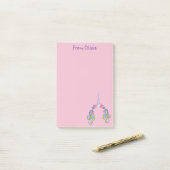 Post-it® Licorne Rose & Lilas Photo & Nom (Sur un bureau)