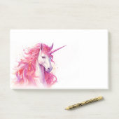 Post-it® Licorne rose mignonne (Sur un bureau)