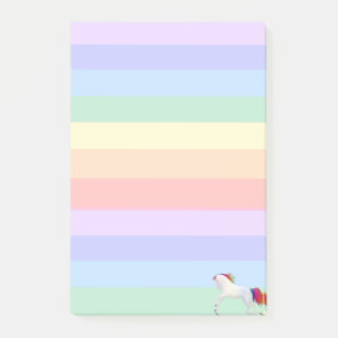 Post-it® Licorne sur rayures arc-en-ciel pastel