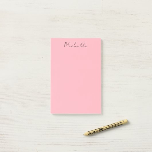 Post-it® Light Pink Professional Unique Classic Handwriting (Sur un bureau)