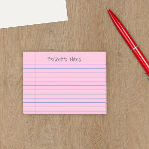 Post-it® Lignes de cahier rose Ajoutez votre nom