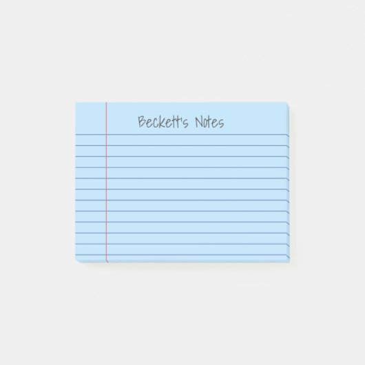 Post-it® Lignes de carnet bleu pâle Ajouter votre nom (Devant)