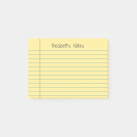 Post-it® Lignes de carnet Jaune Ajouter Votre Nom (Devant)