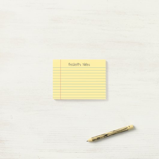 Post-it® Lignes de carnet Jaune Ajouter Votre Nom (Sur un bureau)