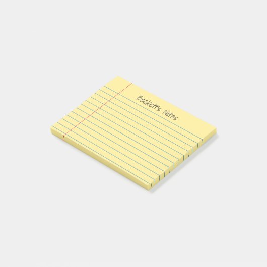Post-it® Lignes de carnet Jaune Ajouter Votre Nom (Incliné)