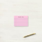 Post-it® Lignes de carnet Rose Ajouter Votre Nom (Sur un bureau)