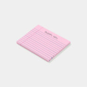 Post-it® Lignes de carnet Rose Ajouter Votre Nom (Incliné)