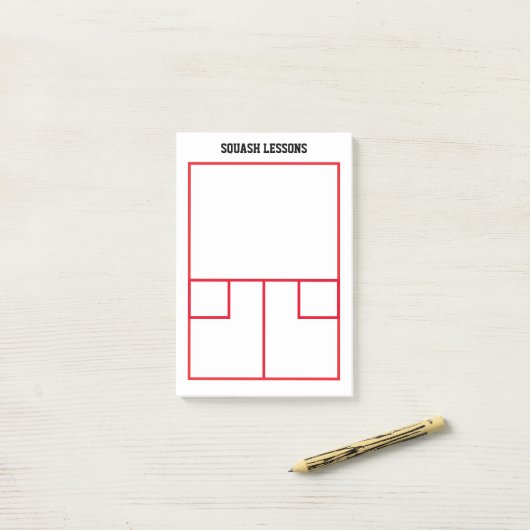 Post-it® Lignes de court de squash top view personnalisée (Sur un bureau)