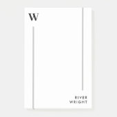 Post-it® Lignes de gris épuré minimal Monogramme et nom (Devant)