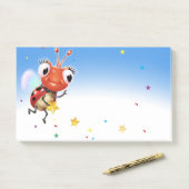 Post-it® Lil Ladybug Post-it bloc de note large bleu fondu (Sur un bureau)
