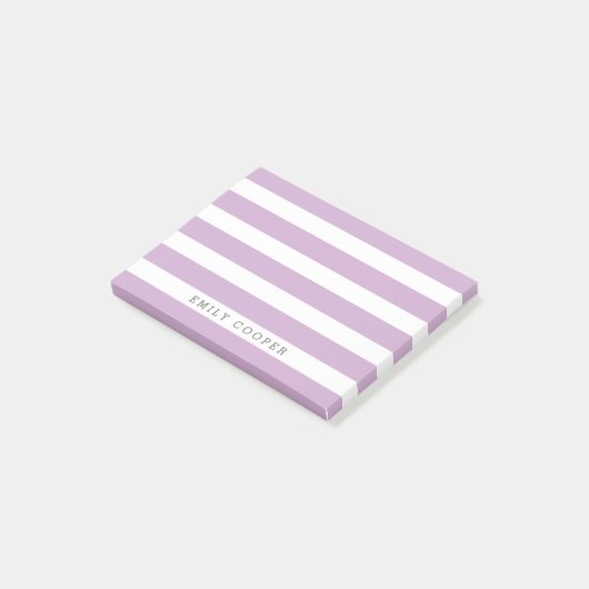 Post-it® Lilac Purple et Blanc Classic rayures Monogramme (Incliné)
