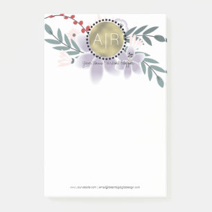 Post-it® Lilias Floraux Modernes Monogramme en Feuille Simu