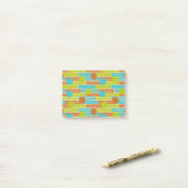 Post-it® Lime Green, Cinnamon Brown, Rectangles Turquoise (Sur un bureau)