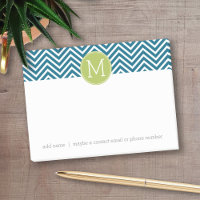 Lime Green et Turquoise Chevron Motif Monogramme
