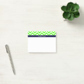 Post-it® Lime Green LG Chevron Navy Blue Nom Monogramme (Bureau)