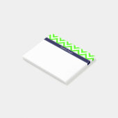 Post-it® Lime Green LG Chevron Navy Blue Nom Monogramme (Incliné)