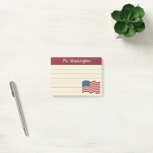 Post-it® Lined Teacher's American Flag Post It Notes Cadeau (Bureau)