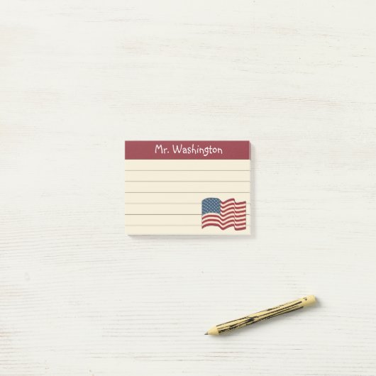Post-it® Lined Teacher's American Flag Post It Notes Cadeau (Sur un bureau)