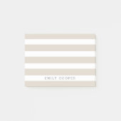Post-it® Linge Beige et blanc Classic rayures Monogramme (Devant)