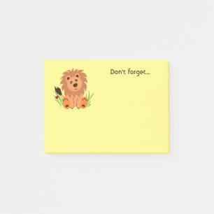 Post-it® Lion mignon dans l'herbe avec coccinelle