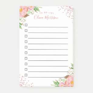 Post-it® Liste à faire - Points de Confetti Floral Rose