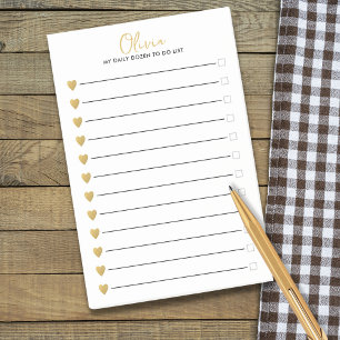 Post-it® Liste Coeur Noir Et Or Lié À Faire