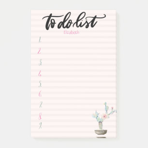 Post-it® Liste de choses à faire au cactus aquarelle rayé r