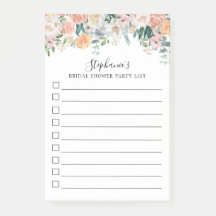 Post-it® Liste de choses à faire avec monogramme floral ros
