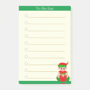 Post-it® Liste de choses à faire et joli elfe de Noël sur f