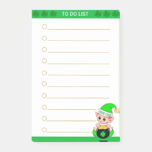 Post-it® Liste de choses à faire et lutin vert mignon avec