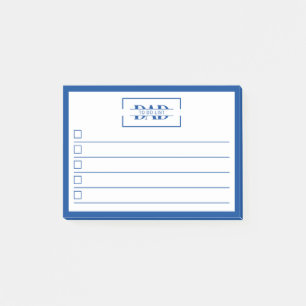 Post-it® Liste de choses à faire Papa Monogramme Moderne 4"