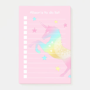 Post-it® Liste de choses à faire Pastel Unicorn personnalis