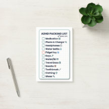Liste de colisage ADHD Check-list de voyage minima