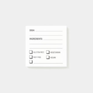 Post-it® Liste de contrôle des ingrédients et des allergi
