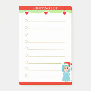 Post-it® Liste de courses de la fille des chants de Noël