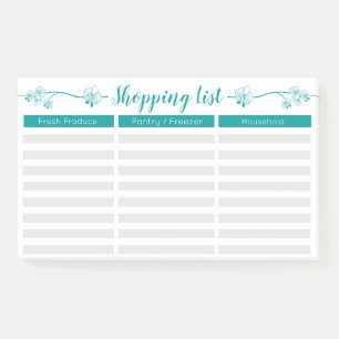 Post-it® Liste de courses florale - Lignée avec titres pers