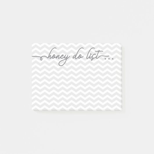 Post-it® Liste de miel, Bloc-notes, Gris, Chevron (Devant)