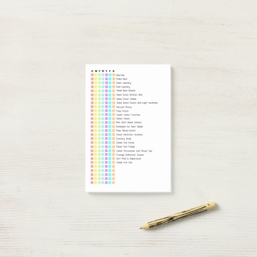 Post-it® Liste de tâches hebdomadaires (Sur un bureau)