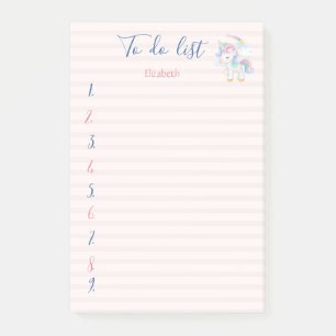 Post-it® Liste de tâches licorne mignonne rayée