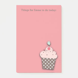 Post-it® Liste de tâches personnalisée Cupcake Rose Marron